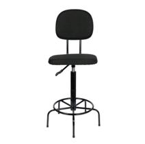 Cadeira secretaria caixa alta com L duplo com base fixa para recepção mercado balcão tecido preto