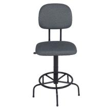 Cadeira secretaria caixa alta com Lduplo com base fixa para recepção mercado balcão tecido cinza/preto - Sintonia Flex