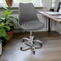 Cadeira Secretária Com Base Giratória Estofada Ícaro Cinza Cadeira Secretária Com Base Giratória Estofada Ícaro Cinza