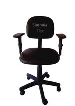 Cadeira Secretaria com braço digitado com regulagem de altura e com regulagem base com rodízio corano preto - Sintonia Flex