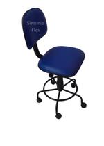 Cadeira secretaria com regulagem de altura a gás - base de ferro - rodízio e apoio de pé corano azul