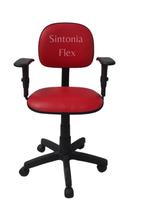 Cadeira secretaria com regulagem de altura a gás e braço regulagem corano vermelho
