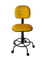 Cadeira secretaria com regulagem de altura - base de ferro - rodízio e apoio de pé corano amarelo