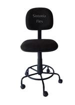 Cadeira secretaria com regulagem de altura - base de ferro - rodízio e apoio de pé suede preto