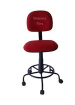 Cadeira secretaria com regulagem de altura - base de ferro - rodízio e apoio de pé suede vermelho