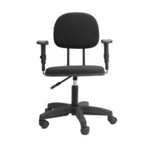 Cadeira secretaria com regulagem de altura com braço L duplo base com rodízio tecido preto Cadeira secretaria com regulagem de altura com braço L duplo base com rodízio tecido preto