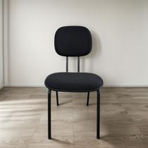 Cadeira Secretária Curvada Base Fixa Palito, para escritório ou Estudos, Tecido na cor Preto Cadeira Secretária Curvada Base Fixa Palito, para escritório ou Estudos, Tecido na cor Preto