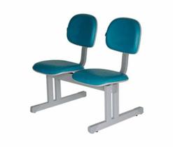 Cadeira Secretária em longarina com 2 lugares Linha Economy Azul - Design Office Móveis