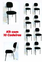 Cadeira secretária fixa palito preta Kit com 10 Cadeira secretária fixa palito preta Kit com 10