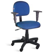 Cadeira Secretária Giratória Braços Tecido Azul Com Preto - Ideaflex