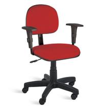 Cadeira Secretária Giratória Braços Tecido Vermelho