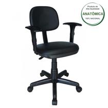 Cadeira Secretária Giratória Com Braços Reguláveis Estofada Preta 31106 - MARTIFLEX