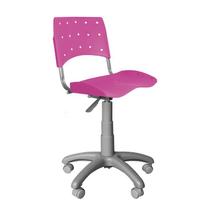 Cadeira Secretária Giratória Plástica Ergoplax Rosa Translucido