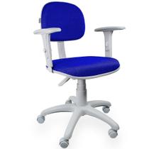 Cadeira Secretária Jserrano Azul Royal Com Braço Base Cinza - ULTRA Móveis