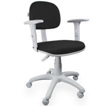 Cadeira Secretária Jserrano Preto Com Braço Base Cinza - ULTRA Móveis - Ultra Móveis Corporativo