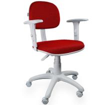 Cadeira Secretária Jserrano Vermelho Com Braço Base Cinza - ULTRA Móveis - Ultra Móveis Corporativo