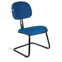 Cadeira Secretária Pé Contínuo Tecido Azul Com Preto