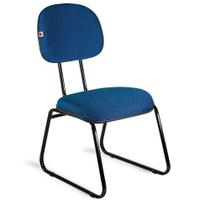 Cadeira Secretária Pé Sky Tecido Azul Com Preto