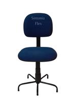 Cadeira secretaria pra costureira com pé da base menor tecido azul - Sintonia Flex