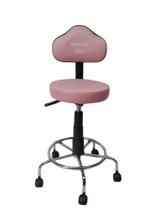 Cadeira secretaria Verona com regulagem de altura a gás - base de ferro e apoio para os pés cromada corano rosa bebe
