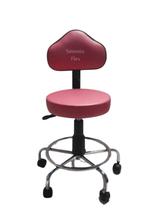 Cadeira secretaria Verona com regulagem de altura a gás - base de ferro e apoio para os pés cromada Rosa Bebe - Sintonia Flex