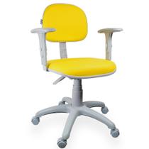 Cadeira Secretária Viena Amarelo Com Braço Base Cinza - ULTRA Móveis