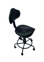 Cadeira sela estetica - regulagem de altura a gás - para dentista, manicure, tatuador, estrela de ferro corano preto - Sintonia Flex