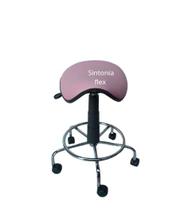 Cadeira sela estética s/ encosto c/ regulagem de altura , dentista, tatuador, manicure - base cromada corano rosa claro Cadeira sela estética s/ encosto c/ regulagem de altura , dentista, tatuador, manicure - base cromada corano rosa claro