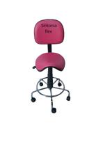Cadeira sela secretaria estética para manicure tatuador dentista base cromada corano pink