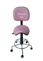 Cadeira sela secretaria estética para manicure tatuador dentista base cromada corano rosa claro