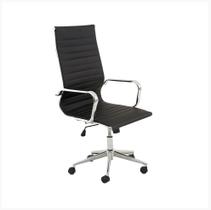 Cadeira Sevilha Alta Em Couro Preto Rivatti