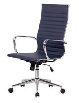 Cadeira Sevilha Eames Alta PU Azul Escuro Base Cromada 115cm - 62971