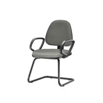 Cadeira Sky com Bracos Fixos Assento material sintético Cinza Escuro Base Fixa Preta - 54832
