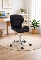 Cadeira Slim Office Estofada Base Giratória Cromada - Preto Cadeira Slim Office Estofada Base Giratória Cromada - Preto