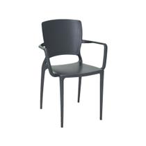 Cadeira Sofia com Braço Grafite Encosto Fechado Tramontina 92039/007 Cadeira Sofia com Braço Grafite Encosto Fechado Tramontina 92039/007