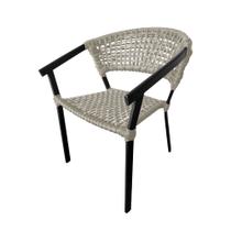 Cadeira Sofia Corda Náutica Base em Alumínio Preto/areia Cadeira Sofia Corda Náutica Base em Alumínio Preto/areia