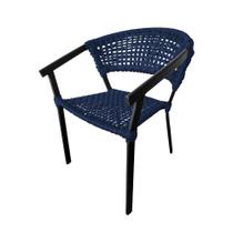 Cadeira Sofia Corda Náutica Base Em Alumínio Preto-azul Marinho - Cor: Azul Cadeira Sofia Corda Náutica Base Em Alumínio Preto-azul Marinho - Cor: Azul