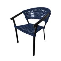Cadeira Sofia Corda Náutica Base em Alumínio Preto/azul Marinho Cadeira Sofia Corda Náutica Base em Alumínio Preto/azul Marinho