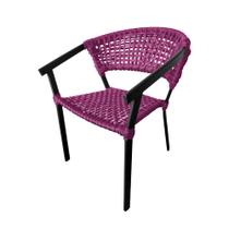 Cadeira Sofia Corda Náutica Base em Alumínio Preto/rosa