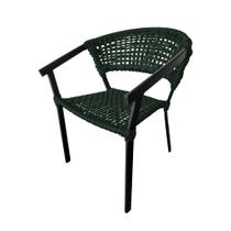 Cadeira Sofia Corda Náutica Base em Alumínio Preto/verde Musgo
