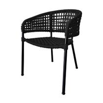 Cadeira Sol Corda Náutica Base em Alumínio Preto/preto