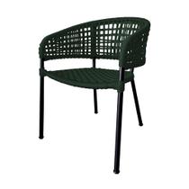 Cadeira Sol Corda Náutica Base em Alumínio Preto/verde Musgo