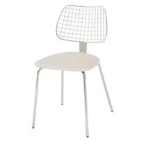 Cadeira Steel Chair Assento Dunas Branco com Pes Cromados - 46692