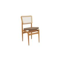 Cadeira Stela com Tela Sala de Jantar Premium Marrom/Cappuccino/Bege