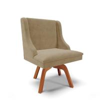 Cadeira Suede Marrom Rato Giratória De Madeira Cadeira Suede Marrom Rato Giratória De Madeira