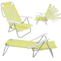 Cadeira Sunny Dobravel de Praia Camping 6 Posicoes Amarelo Bel
