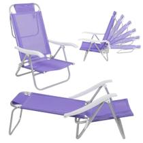 Cadeira Sunny Dobravel de Praia Camping 6 Posicoes Lilas Bel