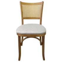 Cadeira Talita Selva madeira encosto palha e assento linho vime 42 cozinha gourmet sala jantar