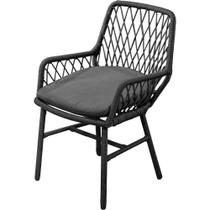 Cadeira Tere Assento Preto Estrutura Aluminio Revestida em Corda Preta - 71318