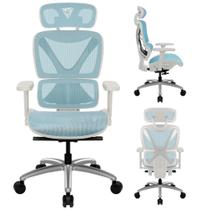 Cadeira ThunderX3 Azul e Branco Para Escritório Modelo Gamer Ergonômica Alto Conforto Suporta Até 125Kg Apoio Ajustável de Cabeça e Braço